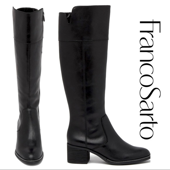 NWT Franco Sarto Block Heel Leather Boot - Picture 1 of 11